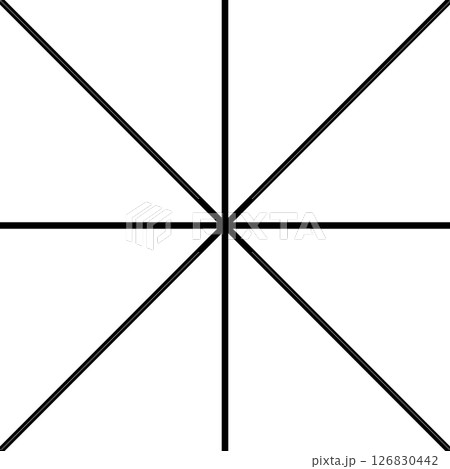 Straight radial lines in square shape. Sun rays, burst or twinkle symbol isolated on white background. Radiance, explosion or firework sign. Vector graphic illustration 126830442