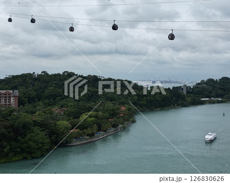 シンガポール港ターミナル付近の港湾風景 126830626
