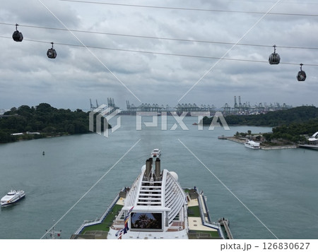 大型クルーズ船寄港地のシンガポール港湾の空撮 126830627