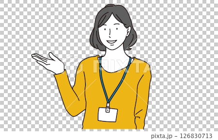 一位女士拿著身分證卡盒指路的插圖 126830713