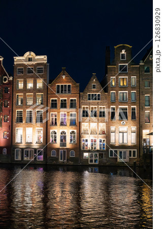 Amsterdam Canal Houses at Night 126830929