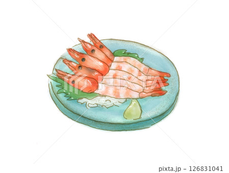 水彩手書き風南蛮エビのお刺身 126831041