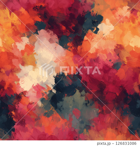 鮮やかな筆致の抽象的な油絵風背景 126831086