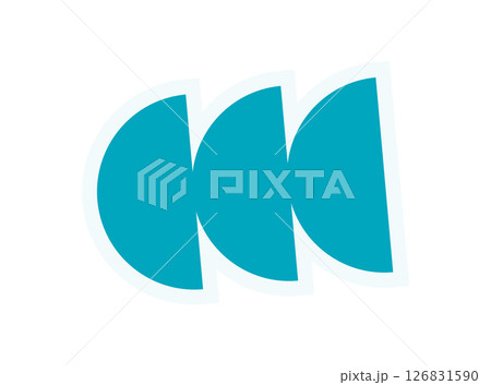 Bold abstract brutalist element sticker. Minimal shape with a brutalist element. A striking design featuring a circle and curve, ideal for graphic projects or contemporary themes. 126831590