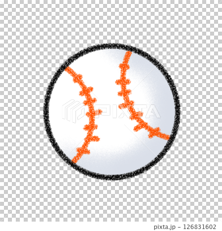 Cute simple baseball ball illustration, orange stitching, material, icon Cute simple baseball ball illustration, orange stitching, material, icon 126831602