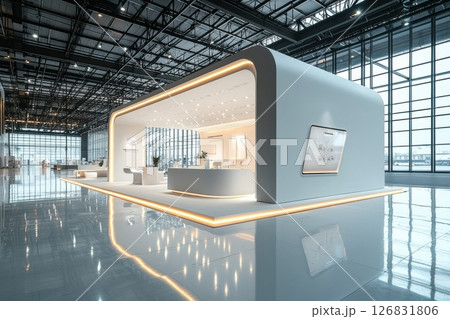 Innovative business exhibition space modern convention center interior design showcase bright environment panoramic view contemporary concept 126831806
