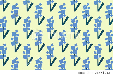 四角が重なった花のパターン(ブルー×イエロー) 四角が重なった花のパターン(ブルー×イエロー) 126831948