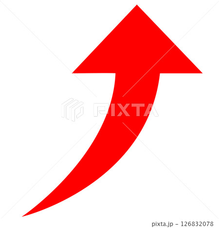 シンプルな上向きの赤い矢印のイラスト 126832078
