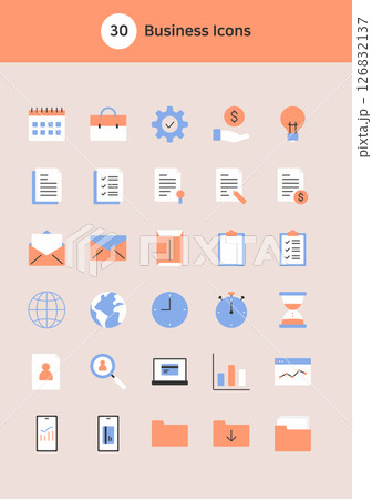 Business vector flat icons set. 126832137
