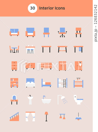 Interior vector flat icons set. 126832142