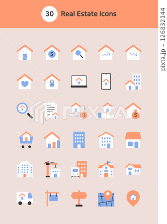 Real estate vector flat icons set. 126832144