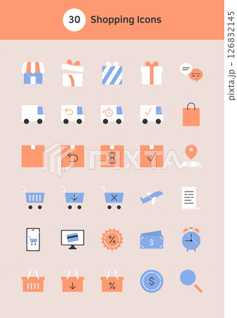 Shopping vector flat icons set. Shopping vector flat icons set. 126832145