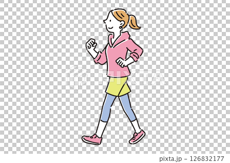 A young woman walking comfortably on a diet 126832177