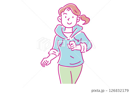 ダイエットで気持ちよくランニングする若い女性 ダイエットで気持ちよくランニングする若い女性 126832179