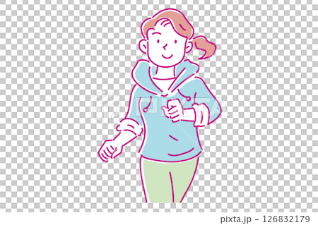 ダイエットで気持ちよくランニングする若い女性 ダイエットで気持ちよくランニングする若い女性 126832179