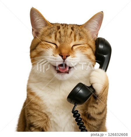 電話をする笑顔の猫 126832608