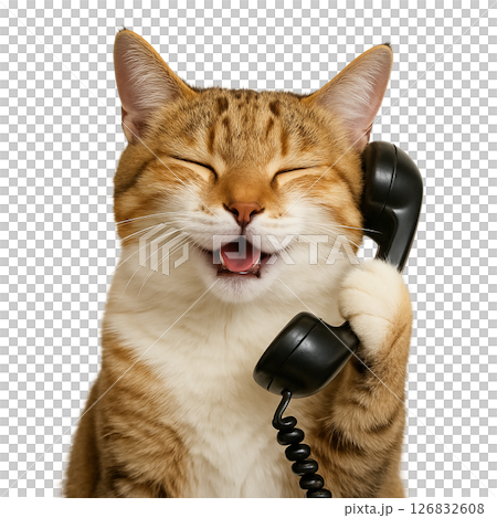電話をする笑顔の猫 126832608