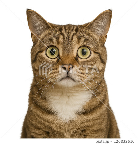 驚きの表情を浮かべるタビー猫のアップ 126832610