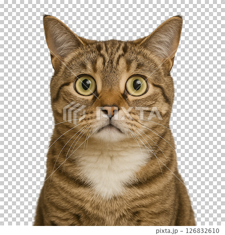 驚きの表情を浮かべるタビー猫のアップ 126832610