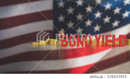 The Bond yields and coins  on USA flag for Business concept 3d Rendering. 126833055