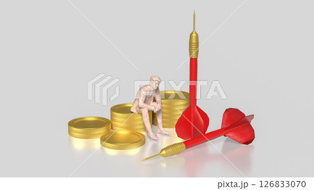 The  Red darts and coins on for Business concept. 126833070