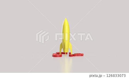 The Yellow rocket and red Question mark for startup concept 3d Rendering. 126833073