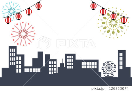 夜のお祭りのフレーム背景イラスト素材 126833074