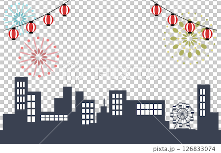 夜のお祭りのフレーム背景イラスト素材 126833074