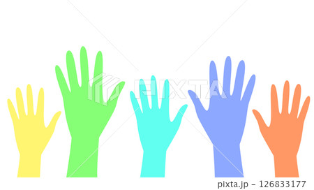 Illustration of colorful hands raised in unity, symbolizing volunteerism, teamwork, and inclusive social participation. Vector illustration Illustration of colorful hands raised in unity, symbolizing volunteerism, teamwork, and inclusive social participation. Vector illustration 126833177