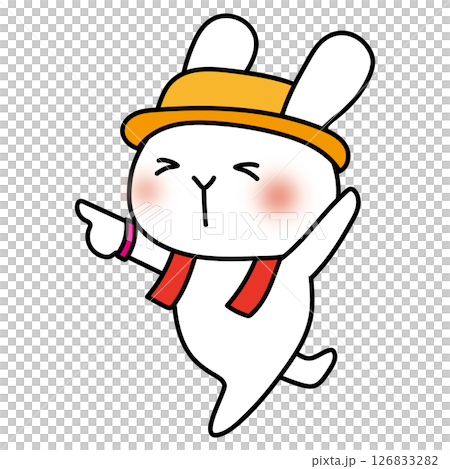 帽子をかぶってフェスを楽しむ白いうさぎ 126833282