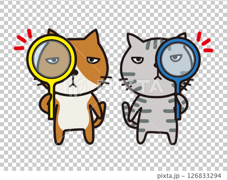 Cat holding a magnifying glass Cat holding a magnifying glass 126833294