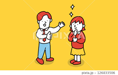 先生に相談してアドバイスを受け、モチベーションがアップする学生のイメージイラスト 先生に相談してアドバイスを受け、モチベーションがアップする学生のイメージイラスト 126833506