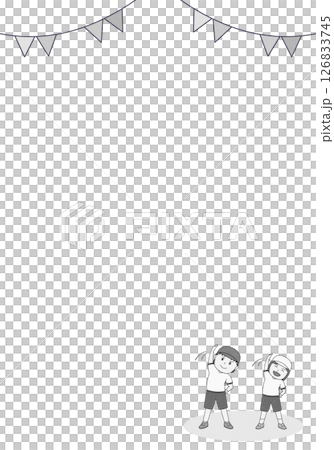 Vertical monochrome frame of children doing gymnastics 126833745