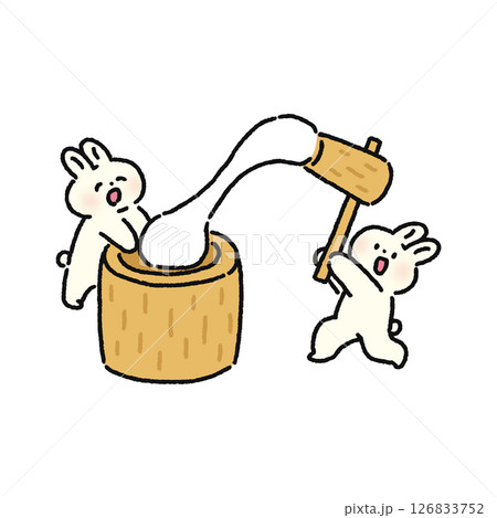 餅つきするウサギ 126833752