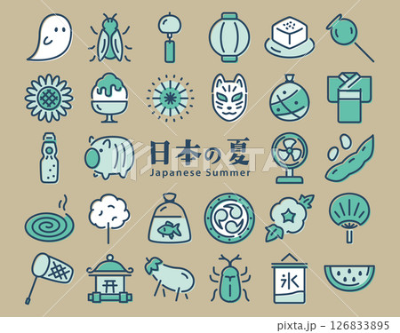 昭和レトロな日本の夏　アイコンセット 126833895