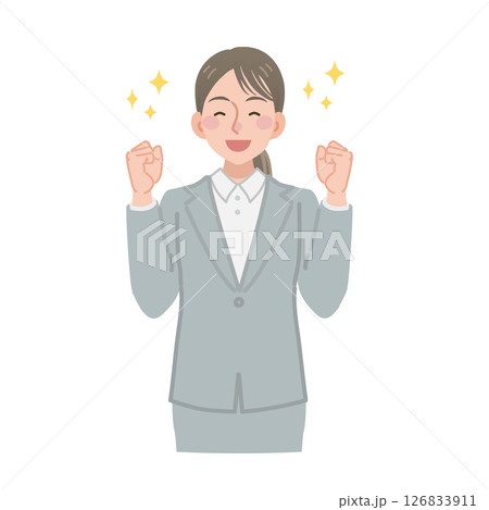ガッツポーズで応援するビジネスウーマン ガッツポーズで応援するビジネスウーマン 126833911