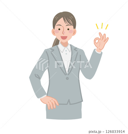 OKサインを出すビジネスウーマン 126833914