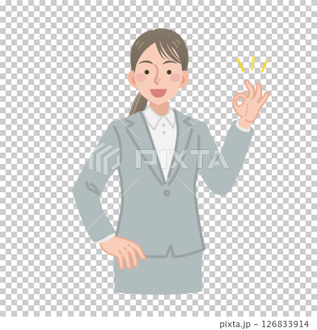 OKサインを出すビジネスウーマン 126833914