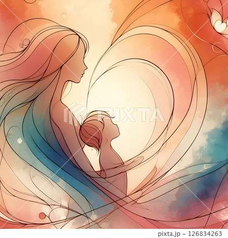 Mother and Child Embrace for Mothers day with Generative AI. 126834263