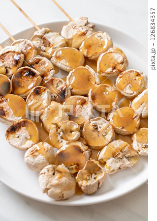 Grills Banana with Caramel Sauce Grills Banana with Caramel Sauce 126834357