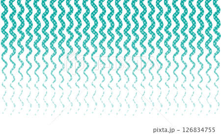ターコイズブルーの波線とドットがフェードするグラデーション背景パターン 126834755