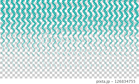 ターコイズブルーの波線とドットがフェードするグラデーション背景パターン 126834755