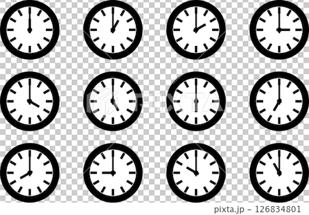 1時から12時を示す時計のアイコン 1時から12時を示す時計のアイコン 126834801