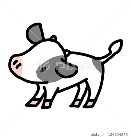 可愛い子牛のイラスト – シンプルでユニークなデザイン（手描き風） 126834876