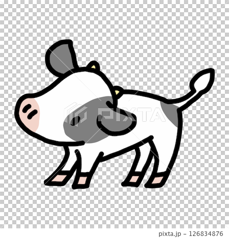 可愛い子牛のイラスト – シンプルでユニークなデザイン（手描き風） 126834876