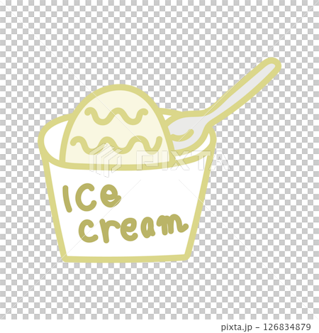 かわいいカップアイスクリームの手書き風イラスト 126834879