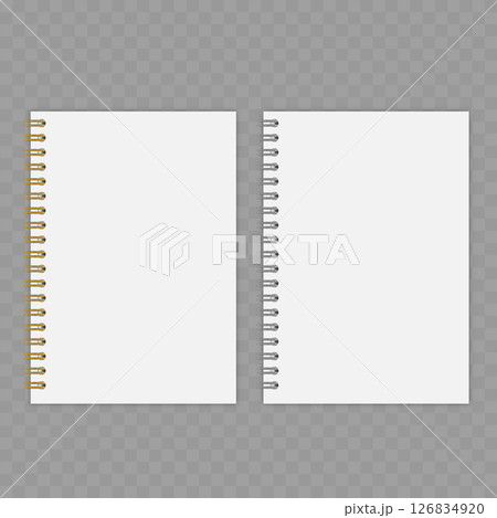 Blank Horizontal Spiral Notebook Mockup - Landscape Wire-Bound Pad. Vector 126834920