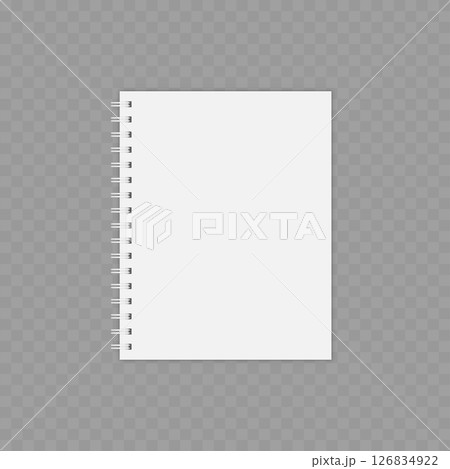 Blank Horizontal Spiral Notebook Mockup - Landscape Wire-Bound Pad. Vector Blank Horizontal Spiral Notebook Mockup - Landscape Wire-Bound Pad. Vector 126834922
