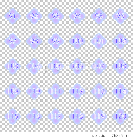 アジサイのがくをモチーフにした数字ラベルアイコンセット 91-120 パステルカラー 126835153