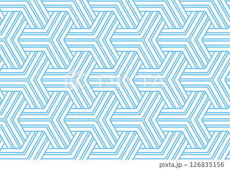 Abstract geometric pattern with stripes, lines. Seamless vector background. White and blue ornament. Simple lattice graphic design 126835156